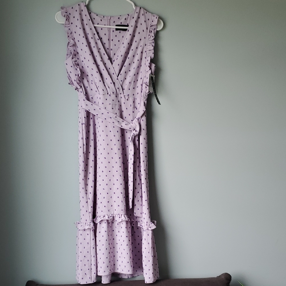 Pink Sleeveless Tie Front Midi Dress